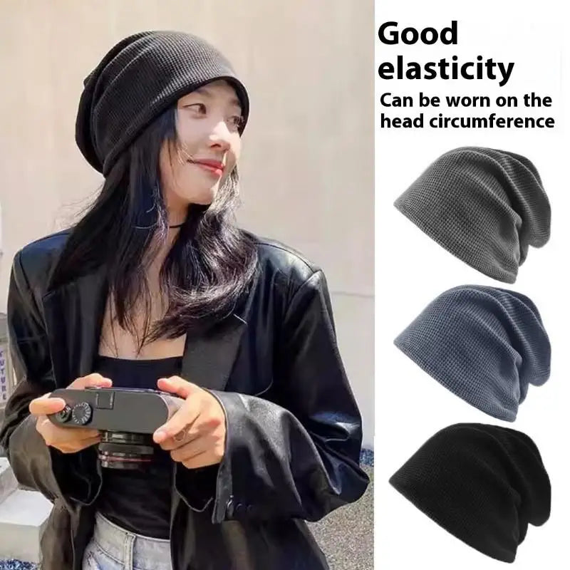 Casual Keep Warm Thin Knit Hat Cute Outdoor Cold Cap Ear Protection Warm Stack Hat For Men Women