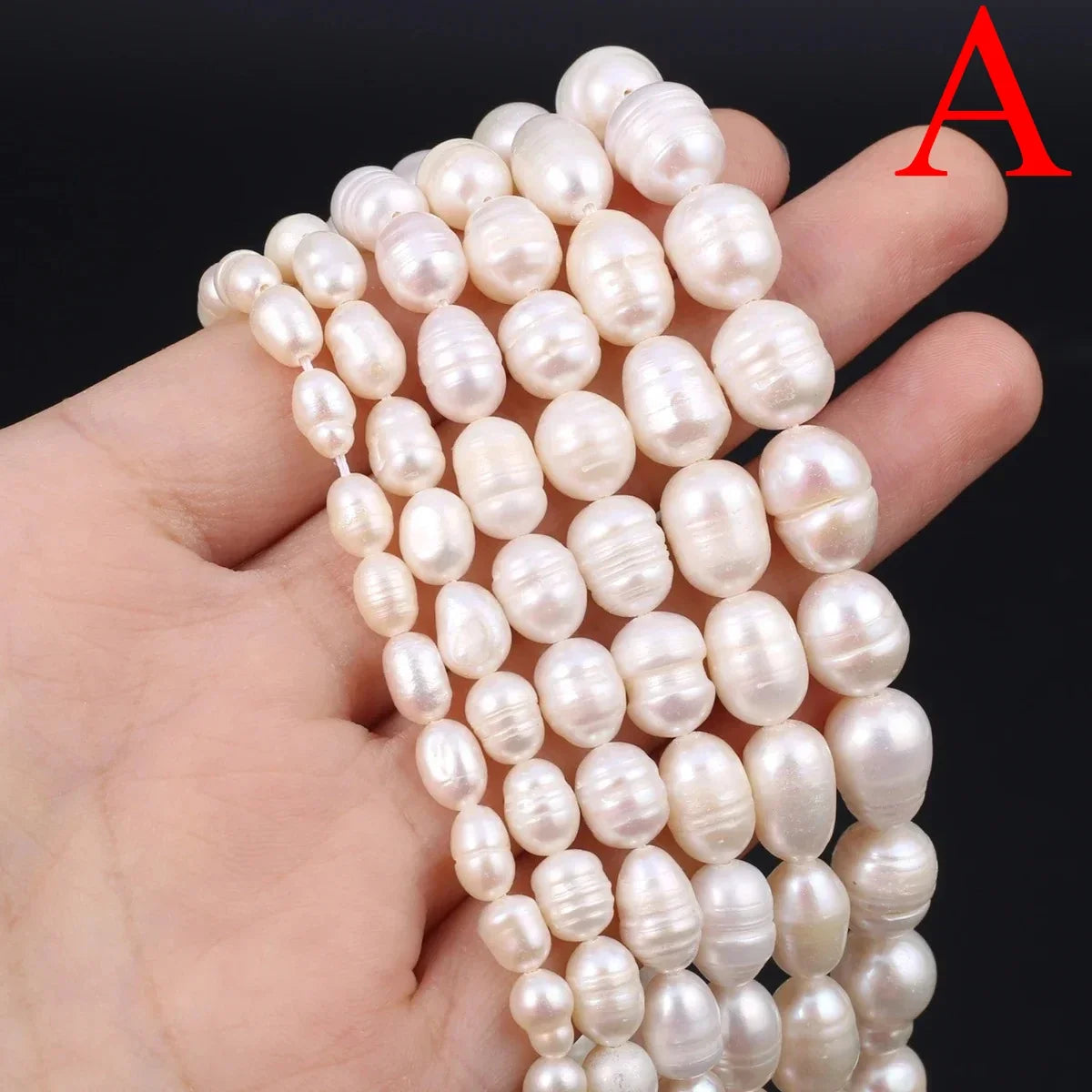 A Natural Freshwater Pearl Bead Rice Shape Christmas Gift Ladies White Jewelry Making DIY Fashion Bracelet Necklace Accessories