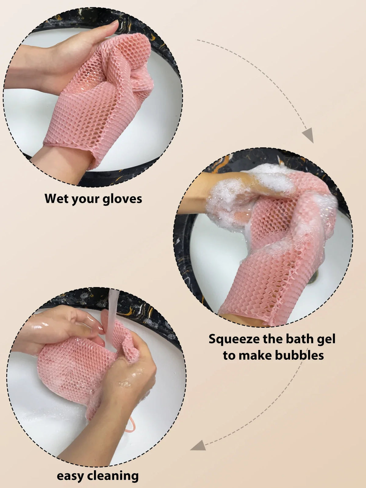 Exfoliating Shower Glove with Colorful Honeycomb Weave and TPU High Elasticity Antibacterial Material - Gentle, Safe and Durable