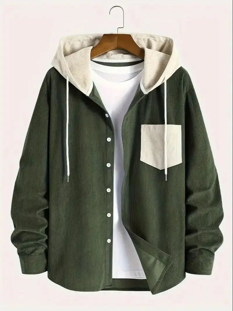 The 2025 New Fashion Trend Spring and Autumn Corduroy Hooded Jacket Is Comfortable and Casual for Daily Commuting for Men