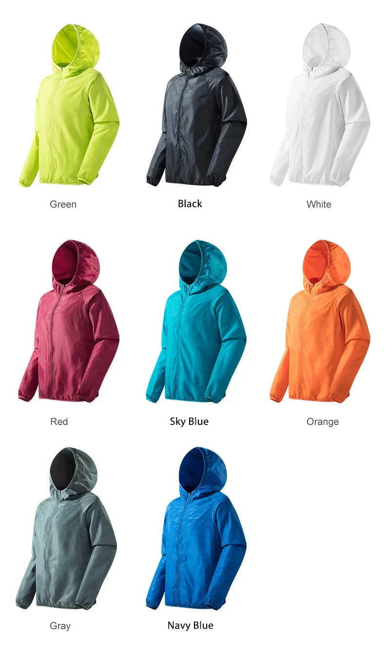 LNGXO Men's Women's Waterproof Hiking Jacket Quick Dry Sun Protection Windbreaker Camping Hunting Climbing Outdoor Rain Coat