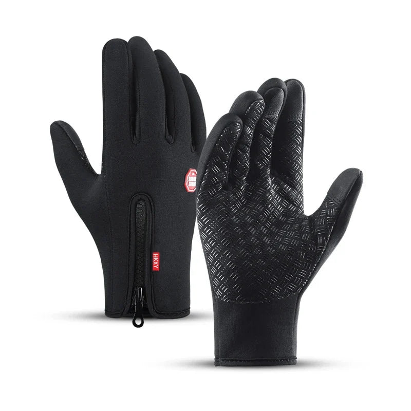 Winter Cycling Gloves Men Women Motorcycle Fleece Sport Zipper Autumn Touch Screen Warm Water-Repellent Windproof Non-slip Glove