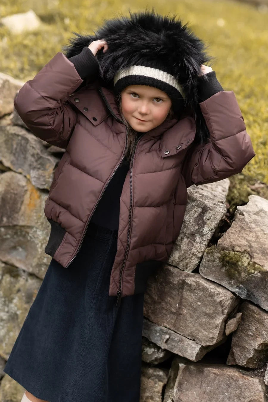 AP 2025 winter design waterproof fabric children down coat for girls and boys clothes