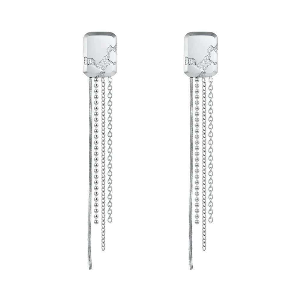 ENFASHION Simple Stainless Steel Gold Color Drop Earrings Chain Tassel Earring Pendientes Mujer Fashion Jewelry Party E221354