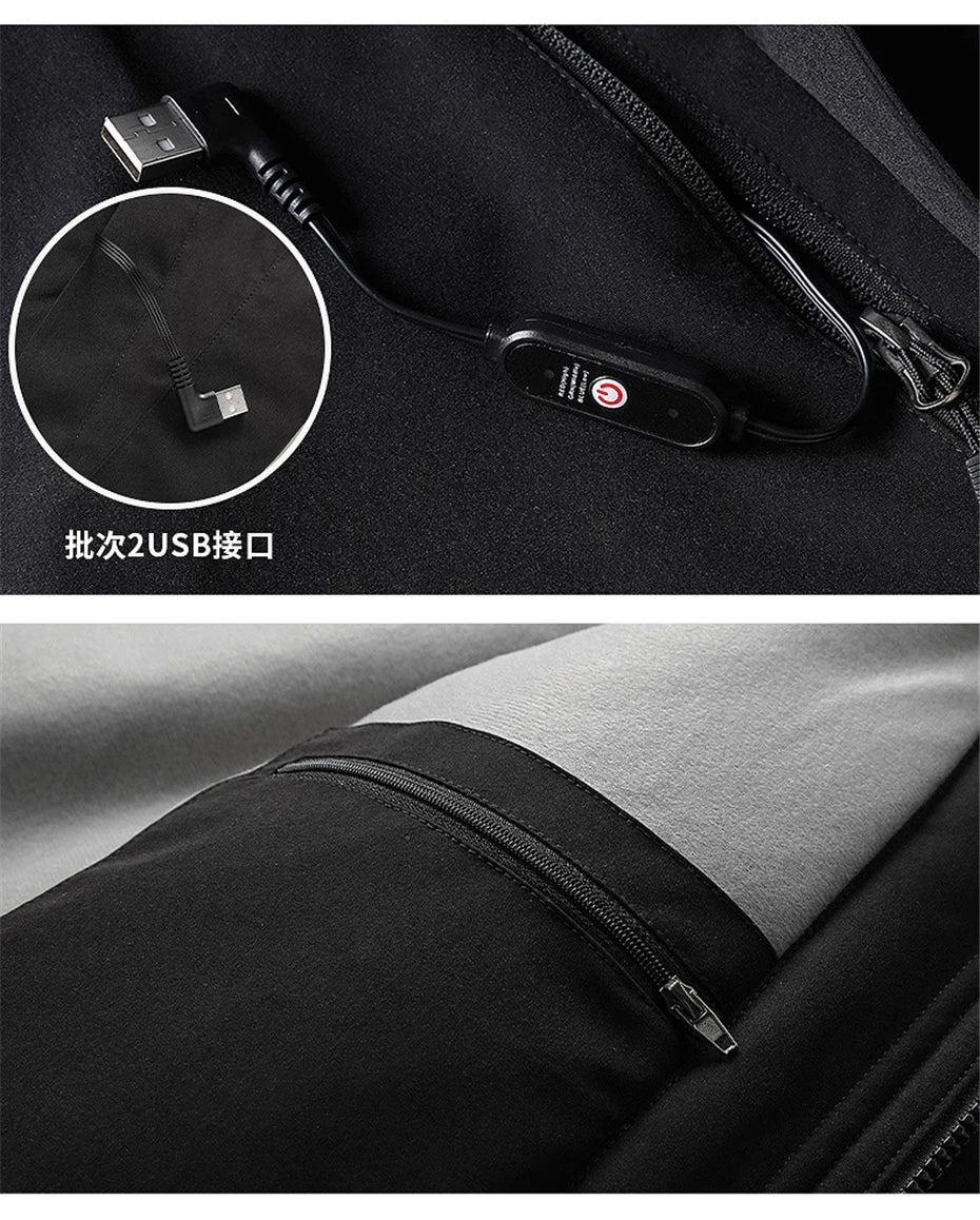 Heating Jackets Men Winter Warm Heated Windbreaker 8 Zones Electric Heated Coat Waterproof Coat Plus Size 5XL Outerwear Male