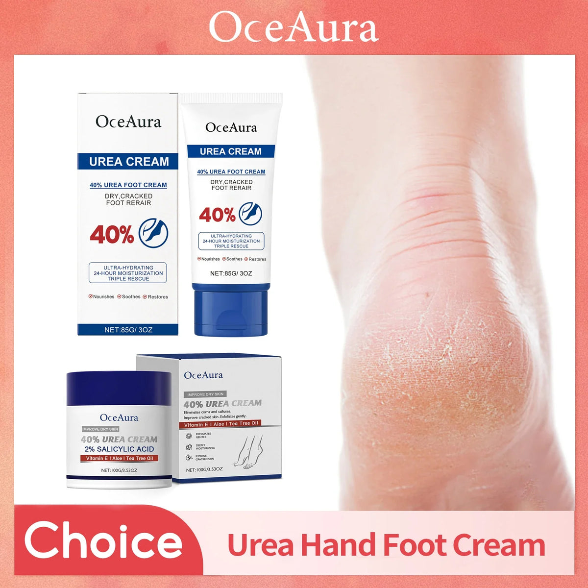 40% Urea Foot Cream Softening Dry Cracked Heels Deep Moisturizing Improve Roughness Remove Callus Exfoliation Foot Care Cream