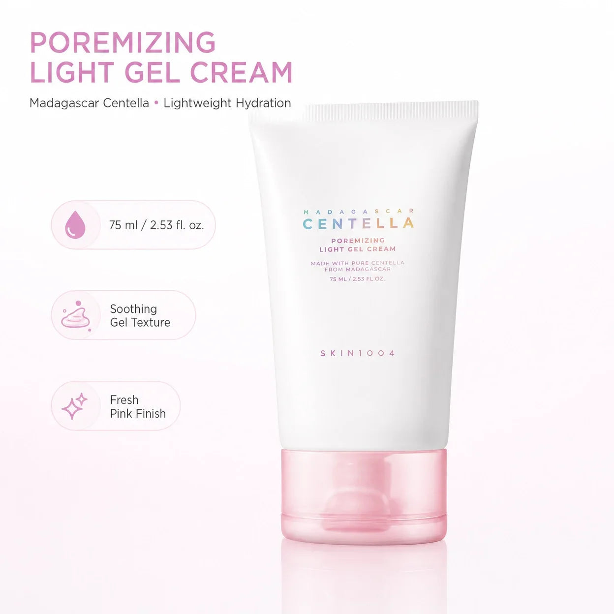 Korean Centella Pink Poremizing Light Gel Cream Pores Care Deep Hydration Facial Creams Skincare Beauty Products 75ml