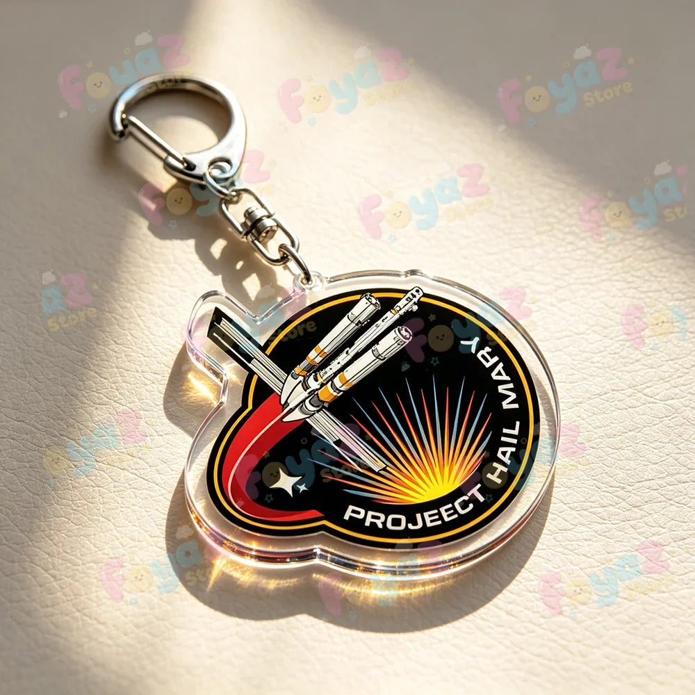 Rocky Amaze Amaze Keychains for Accessories Bag Charm Project Hail Mary Mission Crest Keyrings Jewelry Fans Gifts