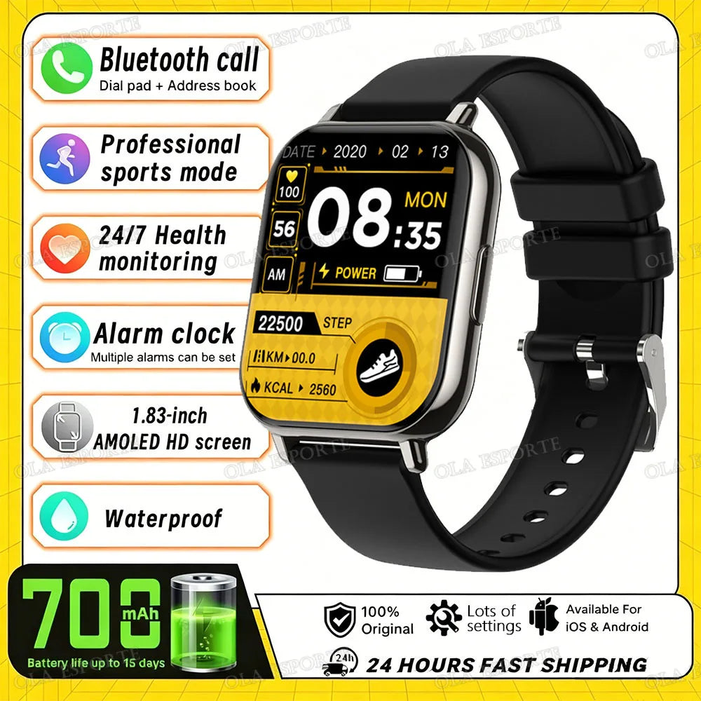 2026 Upgraded Smart Watch Heart Rate Blood Oxygen/Pressure Sleep Monitoring Bluetooth Call Voice Assistant Sport Mode Smartwatch
