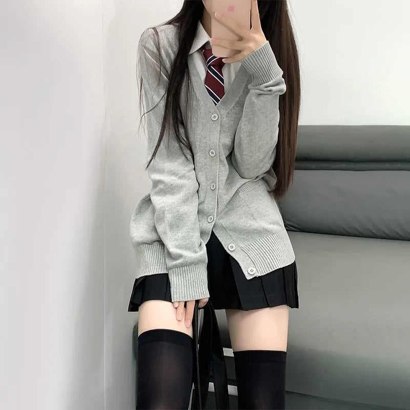 Mikasa pink cardigan sweater with the same style， Anime character COS knitted sweater, original JK uniform sweater jacket