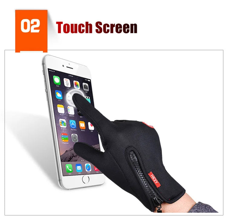 Winter Cycling Gloves Men Women Motorcycle Fleece Sport Zipper Autumn Touch Screen Warm Water-Repellent Windproof Non-slip Glove