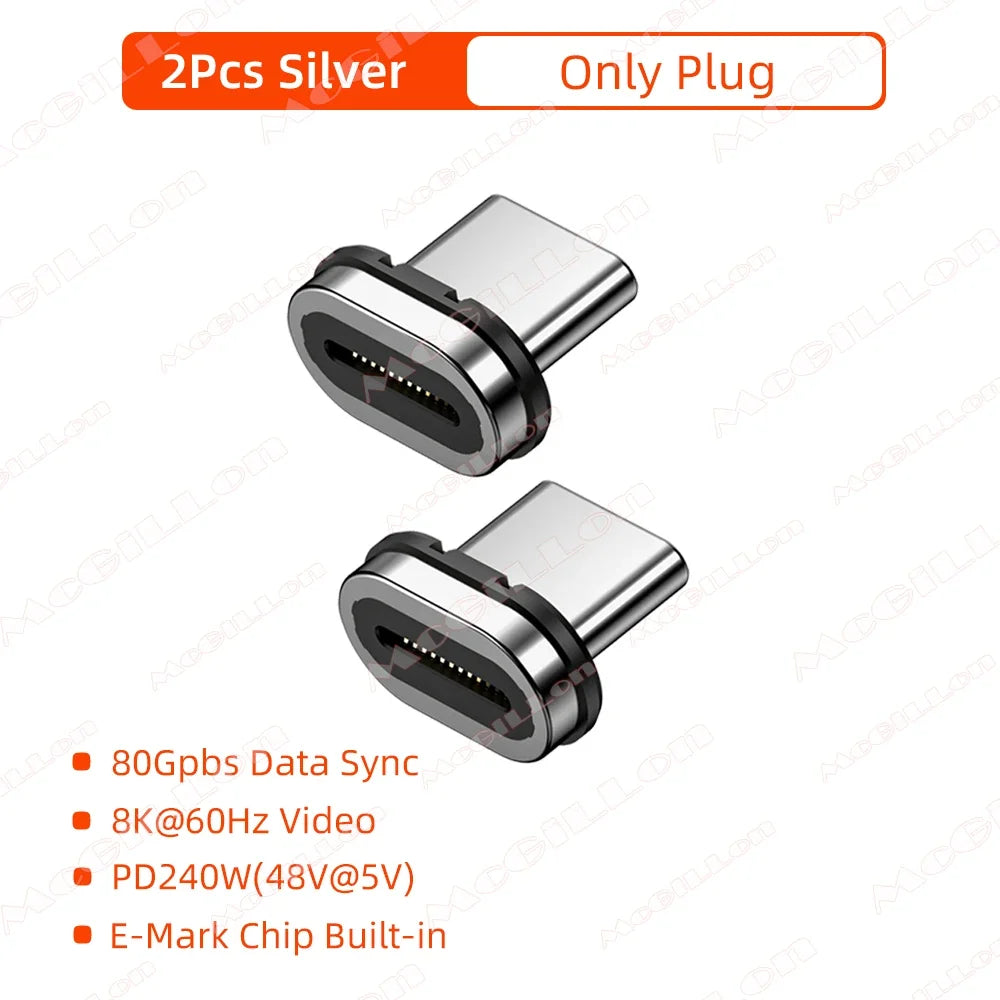240W USB4.0 80Gbps Thunderbolt5 Magnetic Type-C OTG USB C To USB-C Fast Charge Magnet Converter Cable 8K@60Hz USB Type C Adapter