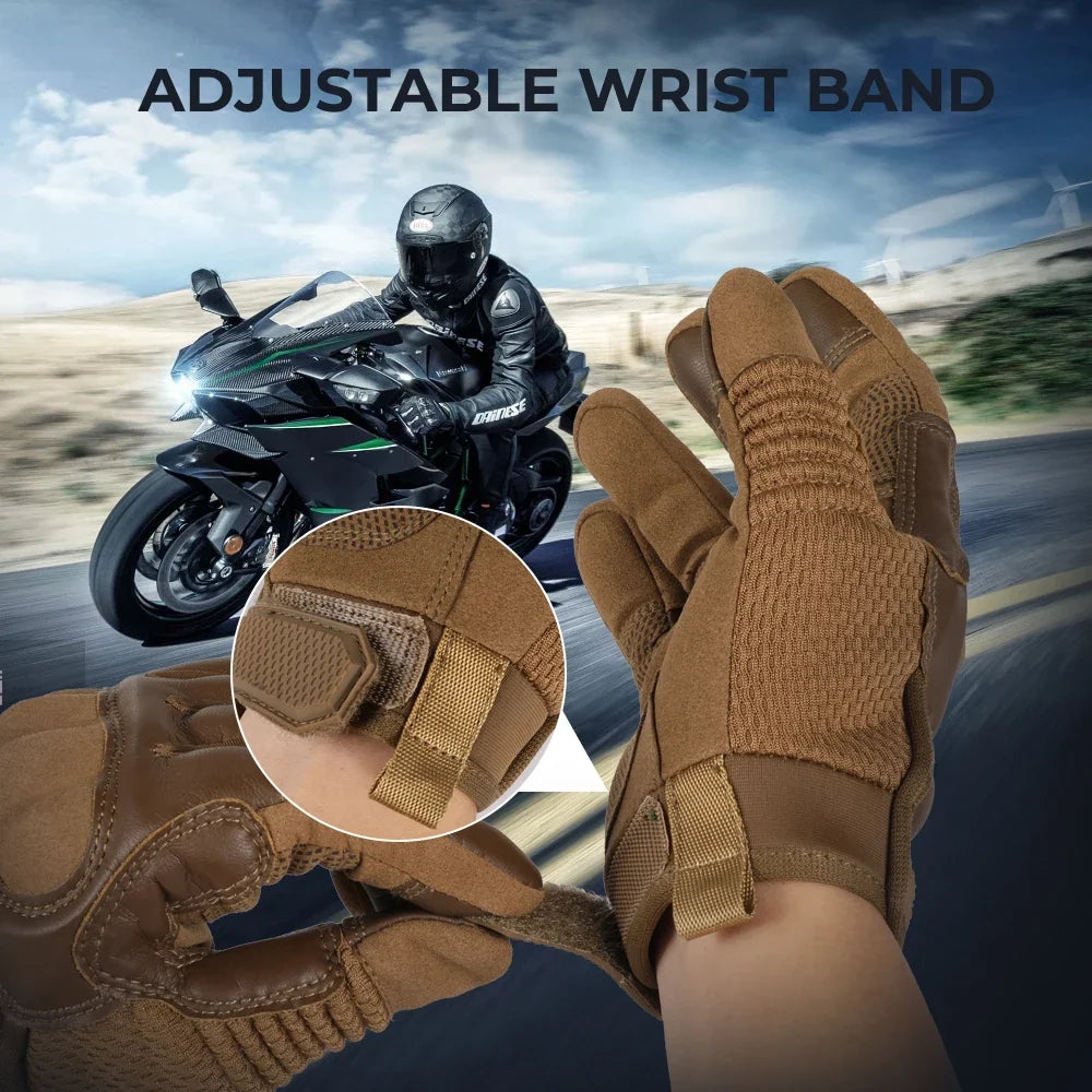 Touchscreen PU Leather Motorcycle Gloves Racing Pit Bike Riding Motorbike Moto Motocross Enduro Non-slip Protective Gear Men