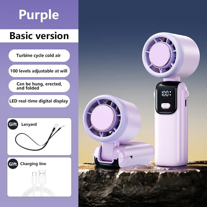 Lenovo Foldable/Hangable USB Desk Fan Ice Cooling Handheld Fan 100 Speeds Turbo Portable for Outdoor Fast Chill Ice Compress New
