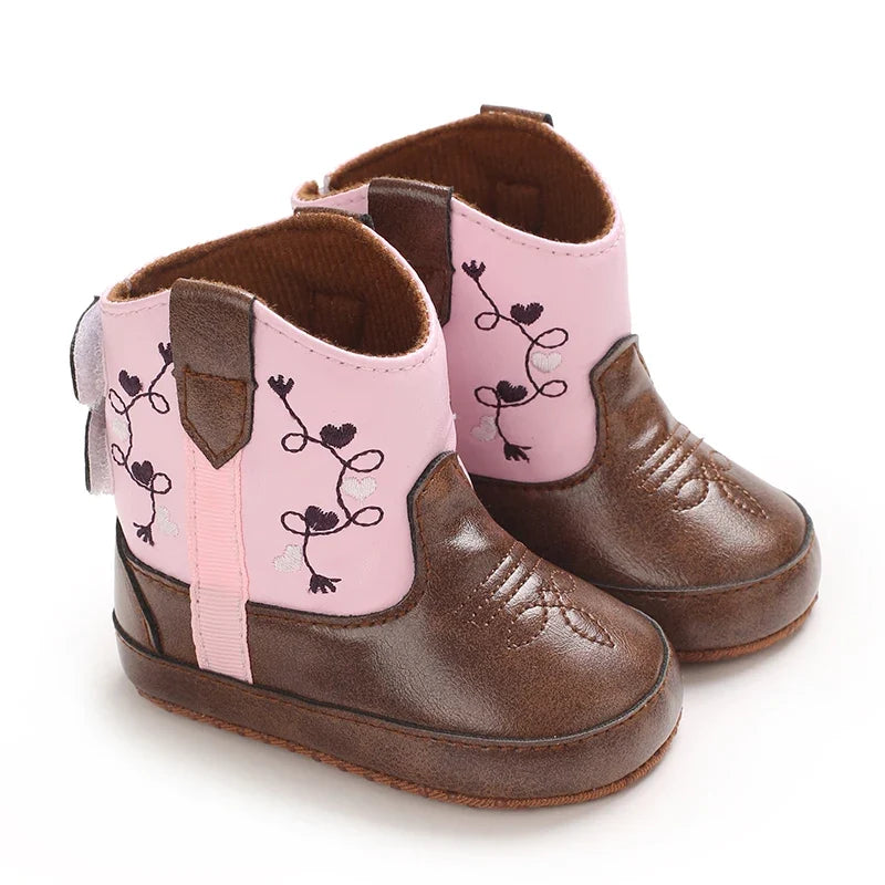 Baby Boys Girls Winter Boots 0-12 Months Western Denim First Walkers Warm Casual Fashion