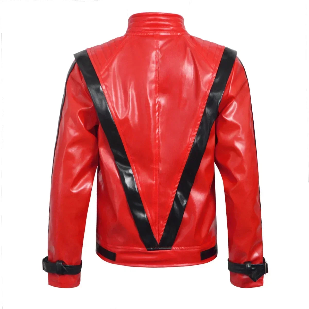 Classic Michael Red Leather Jacket Cosplay Costume Zipper Design Carnival Performance Wear Teen And Adult