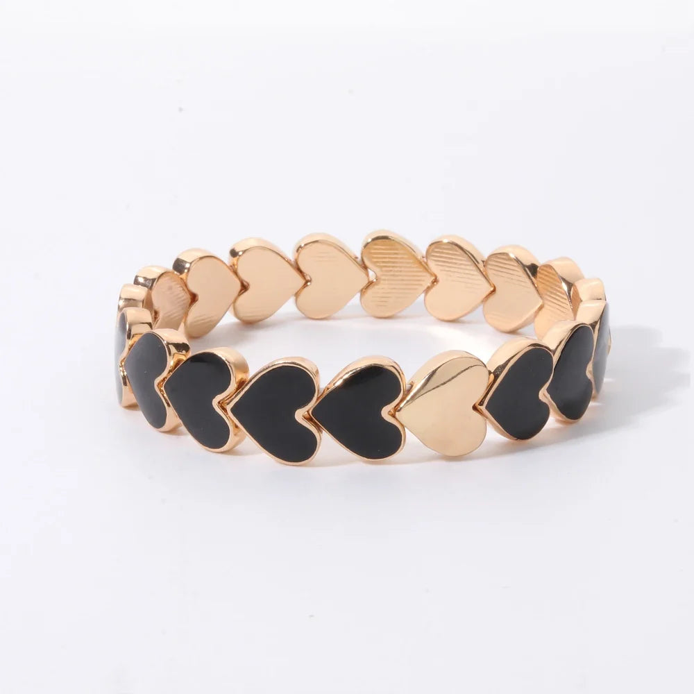 2026 New Black Gold Color Beaded Bangle for Women and Men Handmade Elastic hand Wrist Bracelets