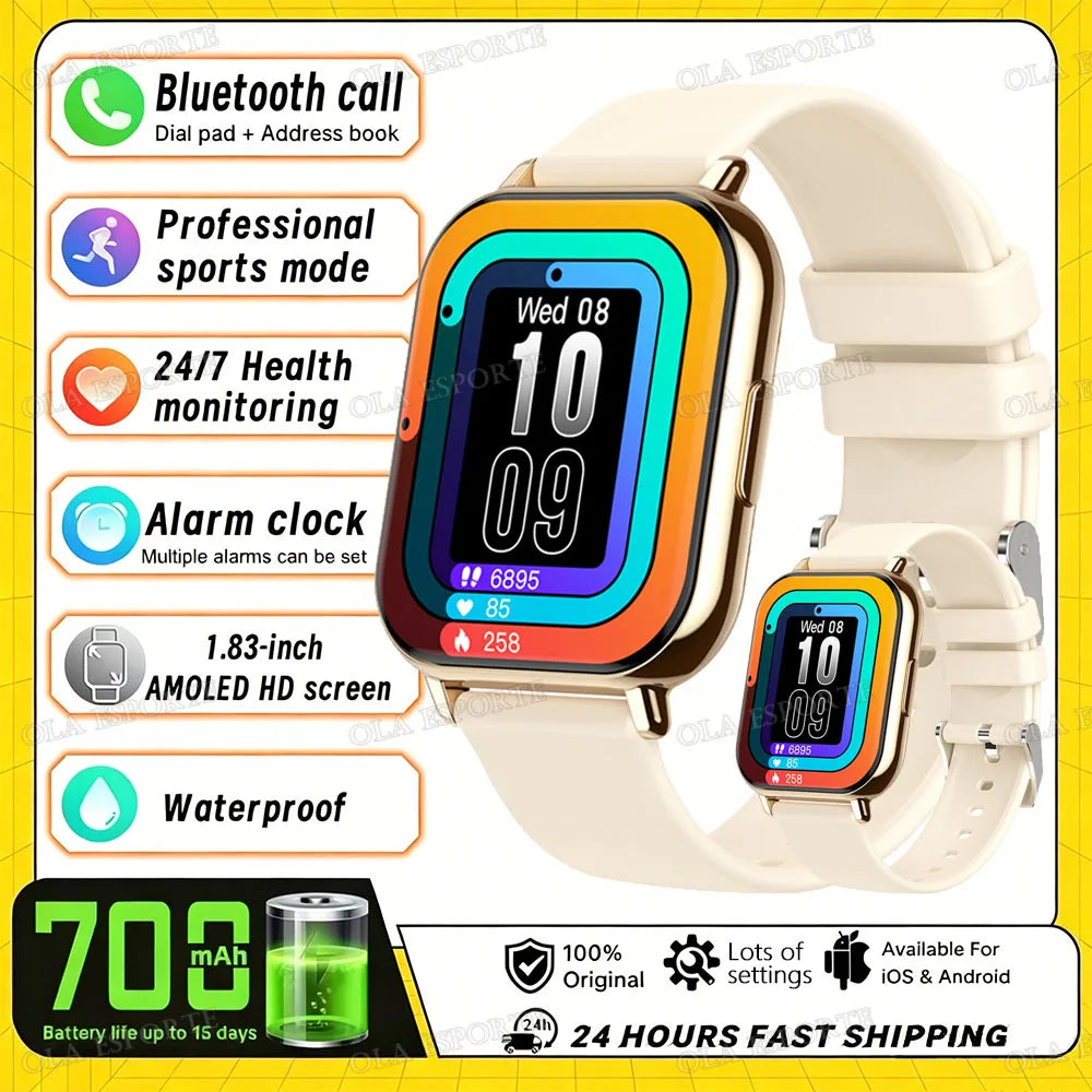 2026 Upgraded Smart Watch Heart Rate Blood Oxygen/Pressure Sleep Monitoring Bluetooth Call Voice Assistant Sport Mode Smartwatch