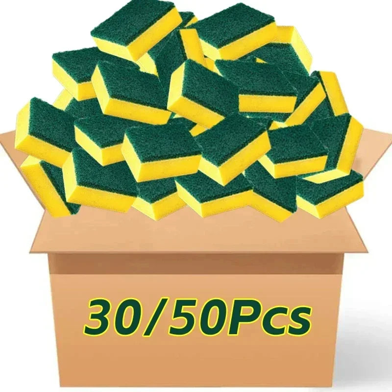 8-50pcs Double-Sided Magic Cleaning Sponge Set Highly Absorbent Rust Remover Pot Scouring Pad Kitchen Cleaning Tools