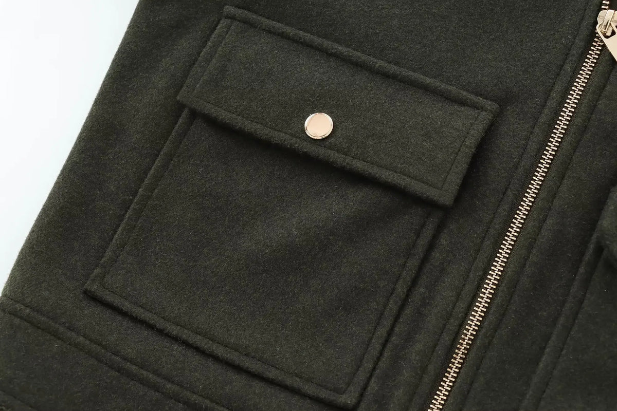 Women's Zipper Jacket Coat New Winter Long Sleeve Pocket Outerwear Coat Short Street Elegant Women's Jacket