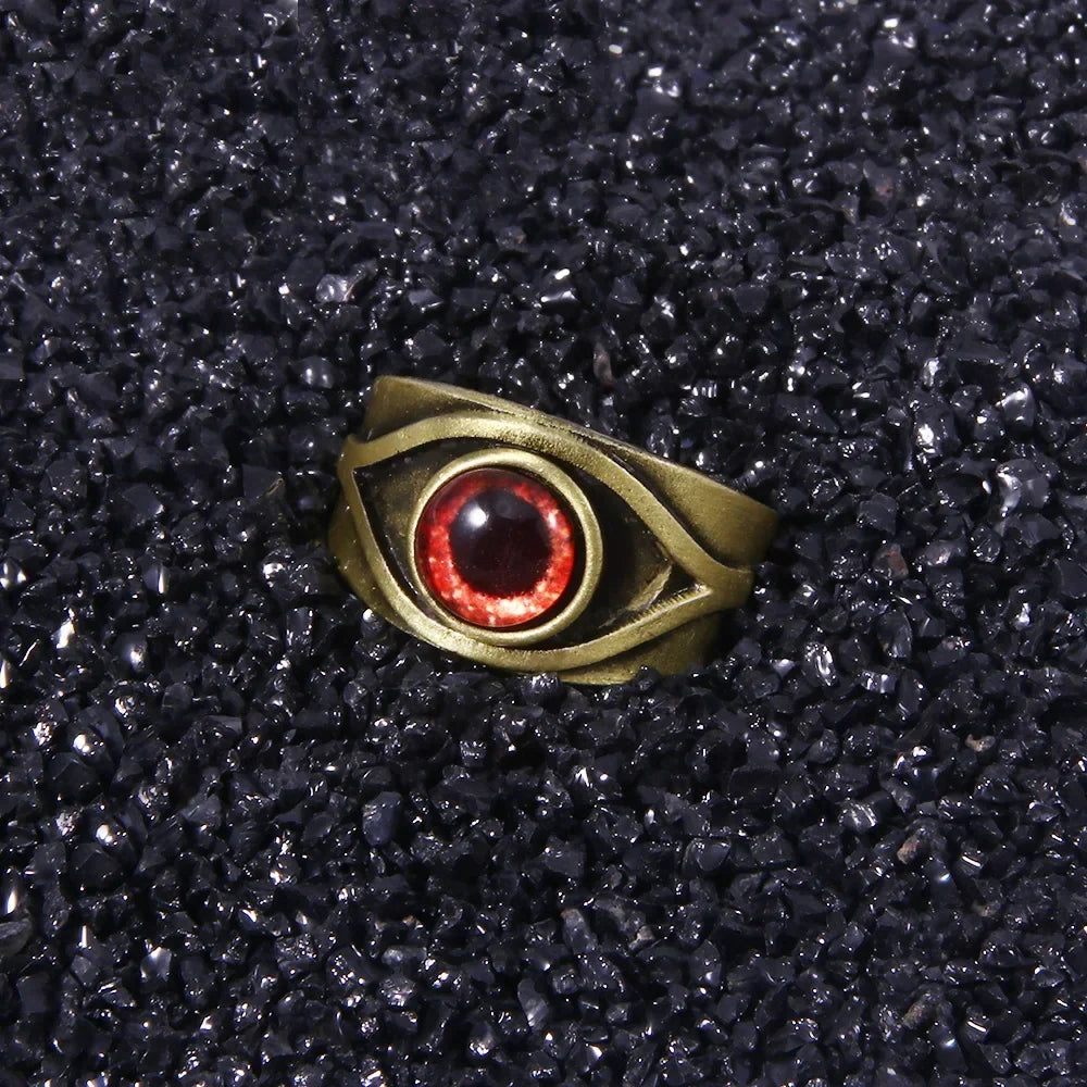 Men's Minimalist Niche Hip Hop Punk Red Maroon Eyes Cosplay Ring Character Props Retro Creative Trend Ring Personalized Jewelry