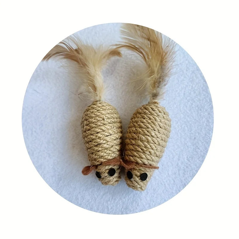 1-5pcs Sisal False Mouse Cat Toy Bite Resistance Stuffed Toy Interactive Cat Toy Simulation Mice Kitten Self-Playing Plush Toys