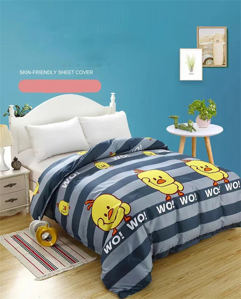 Lovely Cartoon King Size Duvet Cover Set 220x240 Skin Friendly Double Bed Quilt Cover Blanket Comforter Cover and Pillowcase