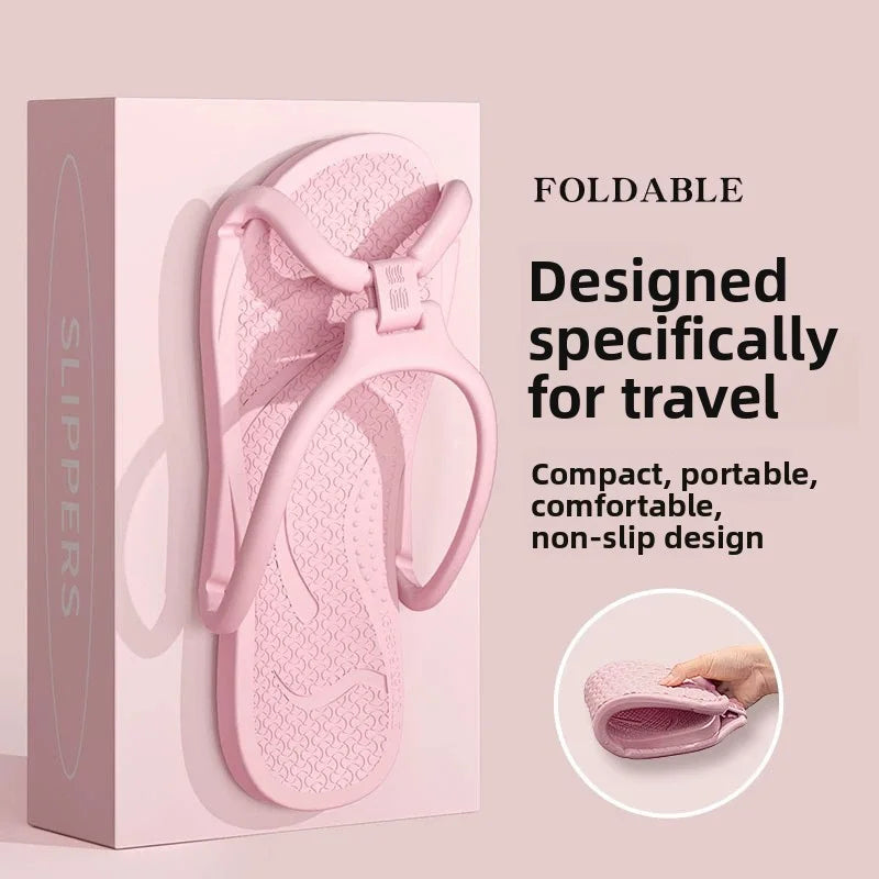 Foldable Travel Slippers Unisex EVA Flip Flops Hotel Non Slip Bathroom Indoor Outdoor Portable Lightweight Comfortable
