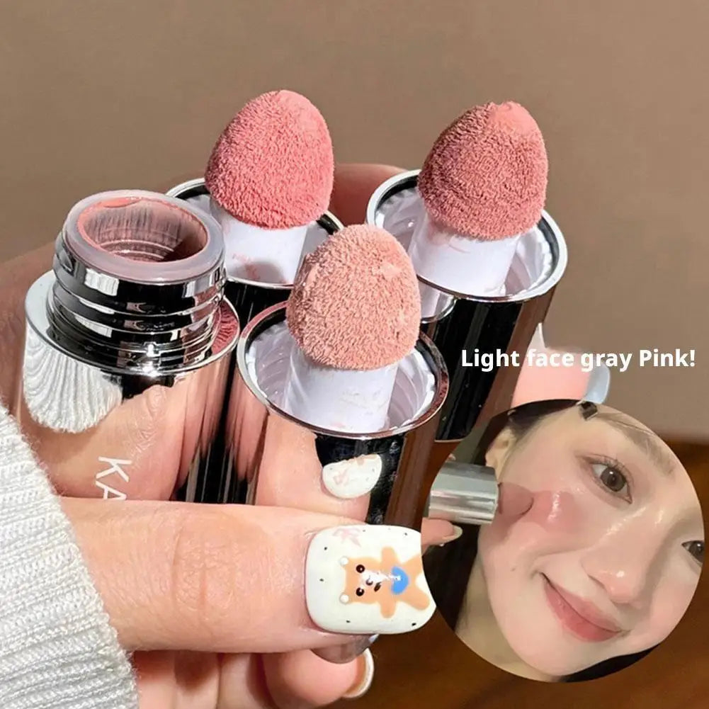 4 Colors Moisturizing Sponge Head Blusher Liquid Blush Stick Cheek Lip Milk Highlighter Natural Pink Rouge Matte Brighten Makeup