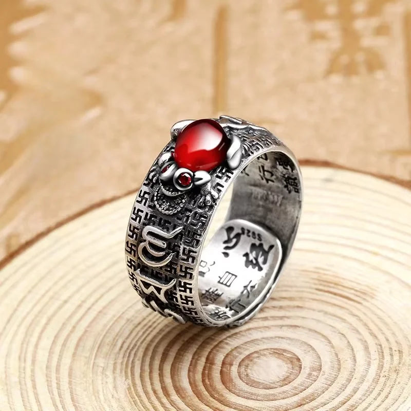 Chinese Feng Shui Pixiu Ring Silver Plated Copper Coins Adjustable Rings for Women Men Amulet Wealth Lucky Jewelry Birthday Gift