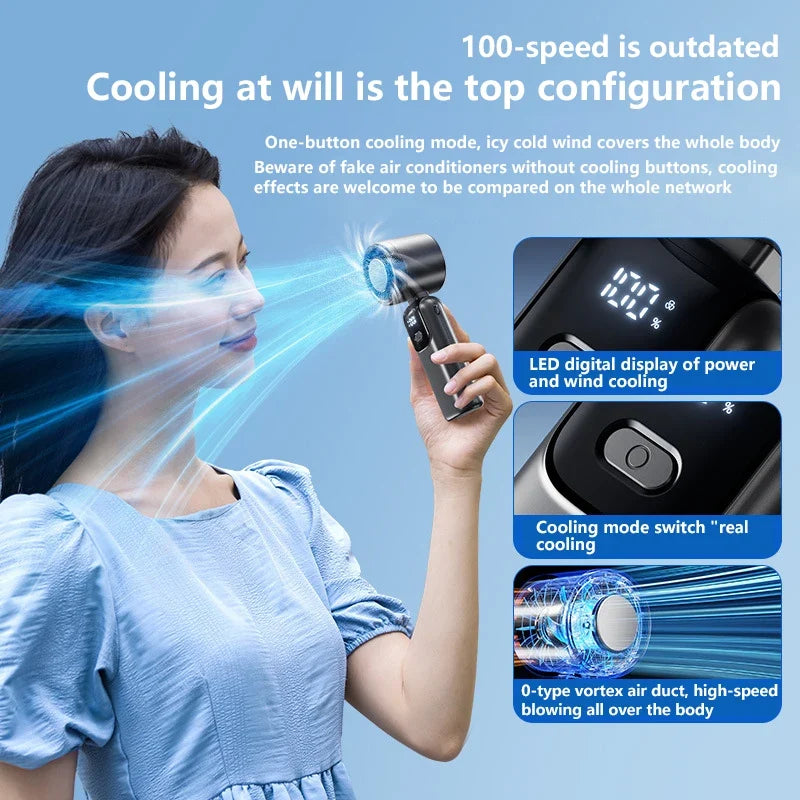Lenovo Foldable/Hangable USB Desk Fan Ice Cooling Handheld Fan 100 Speeds Turbo Portable for Outdoor Fast Chill Ice Compress New