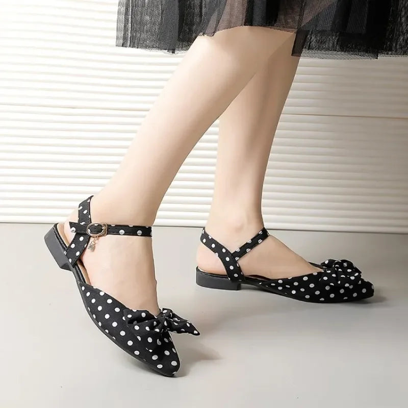 Women's Comfortable Slingback Pumps, Bow Accent Pointed Toe Low Heel Shoes,Versatile for Daily, Party, and Wedding Wear.