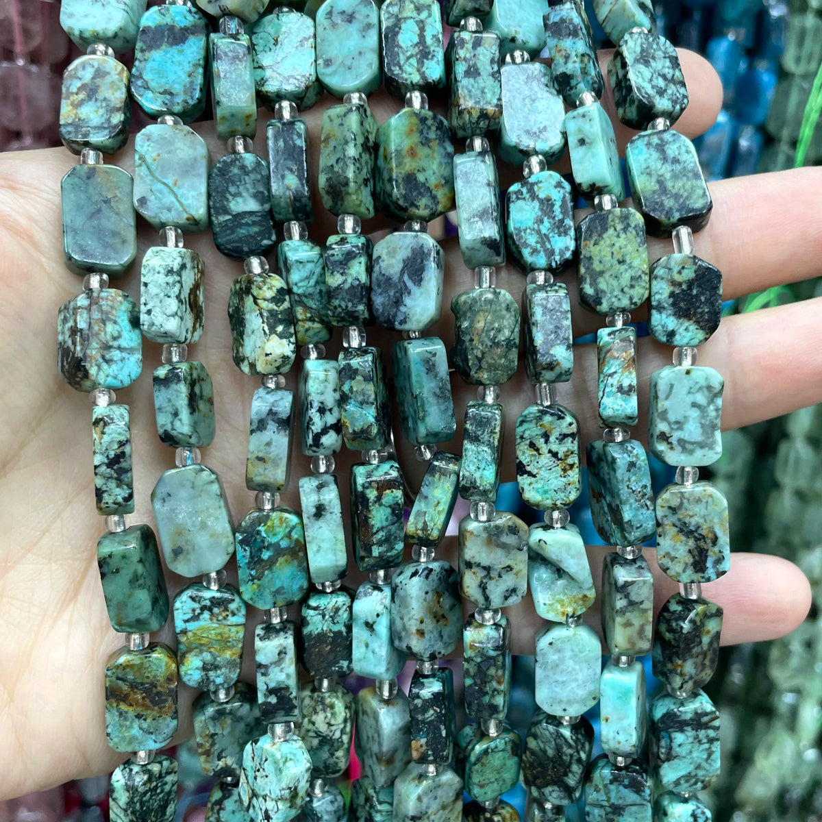 Natural Stone Flat Rectangle Amethyst Lapis Lazuli Quartz Apatite Spacer Beads For Jewelry Making Diy Bracelet Accessorie 8*12MM