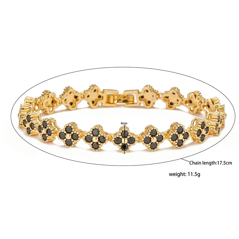 HECHENG,AAAAA Brass 18K gold-plated Flower Necklace Bracelet Jewelry Set ，for Christmas gift for women and best friend