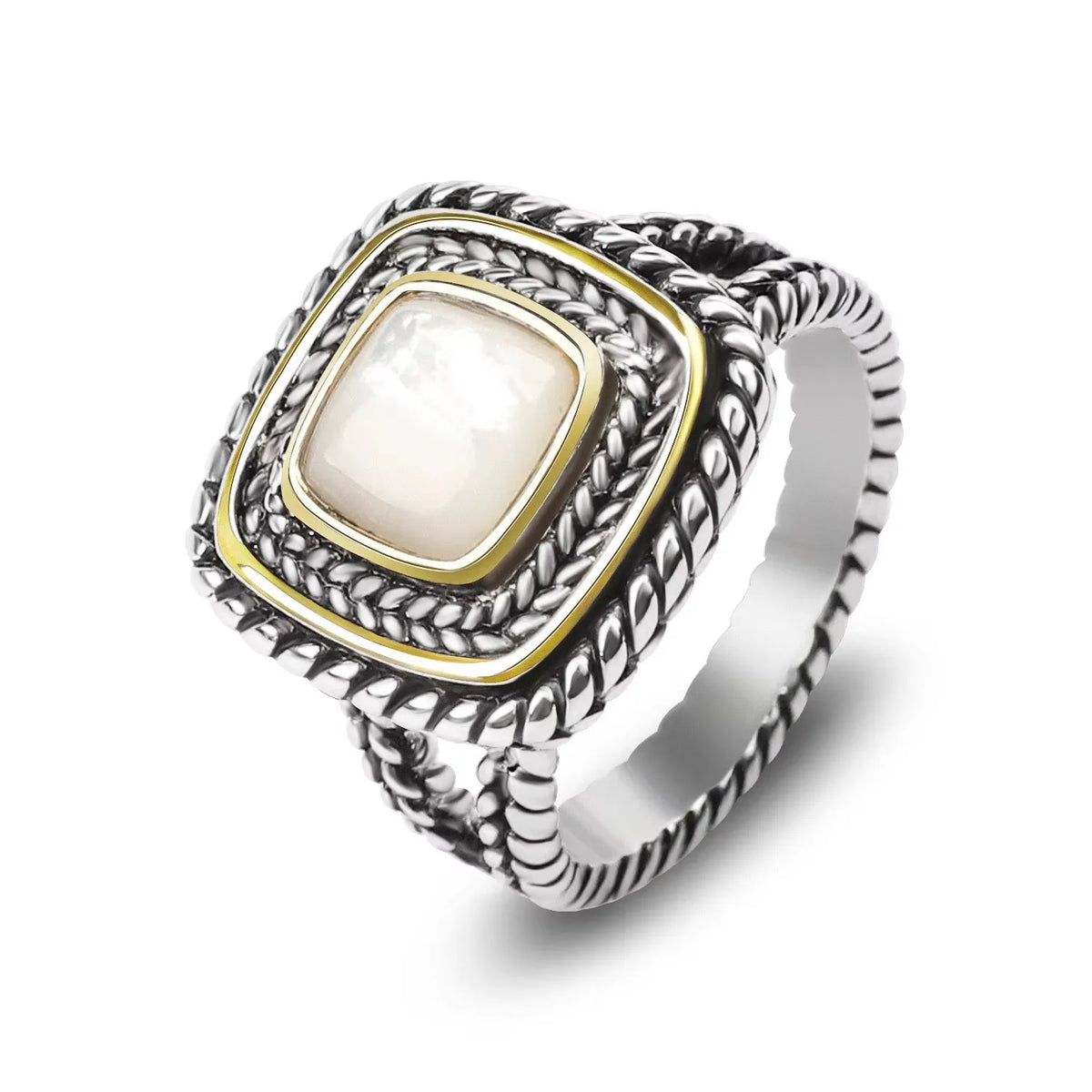 Designer Inspired Two Tone Statement Rings for Women 18K Gold Plated Fashion Brand Engagement Wedding Ring