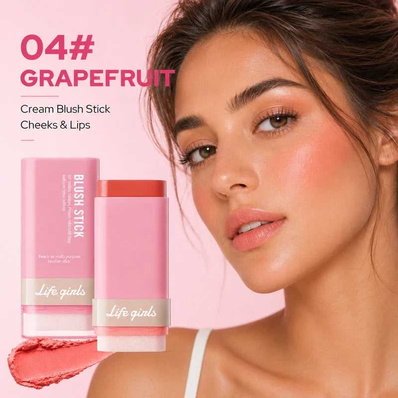 3-in-1 Cream Blush Stick Cheeks Lips Eyes, Long Lasting Waterproof Blendable Dewy Glow Makeup Stick for All Skin Tones