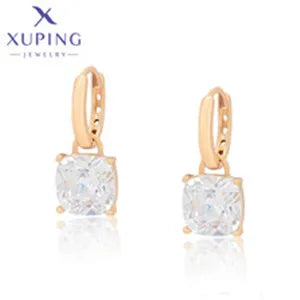 Xuping Jewelry Charm Square Shaped Luxury Exquisite Gold Color Plated Crystal Earring for Women Gift A00606258
