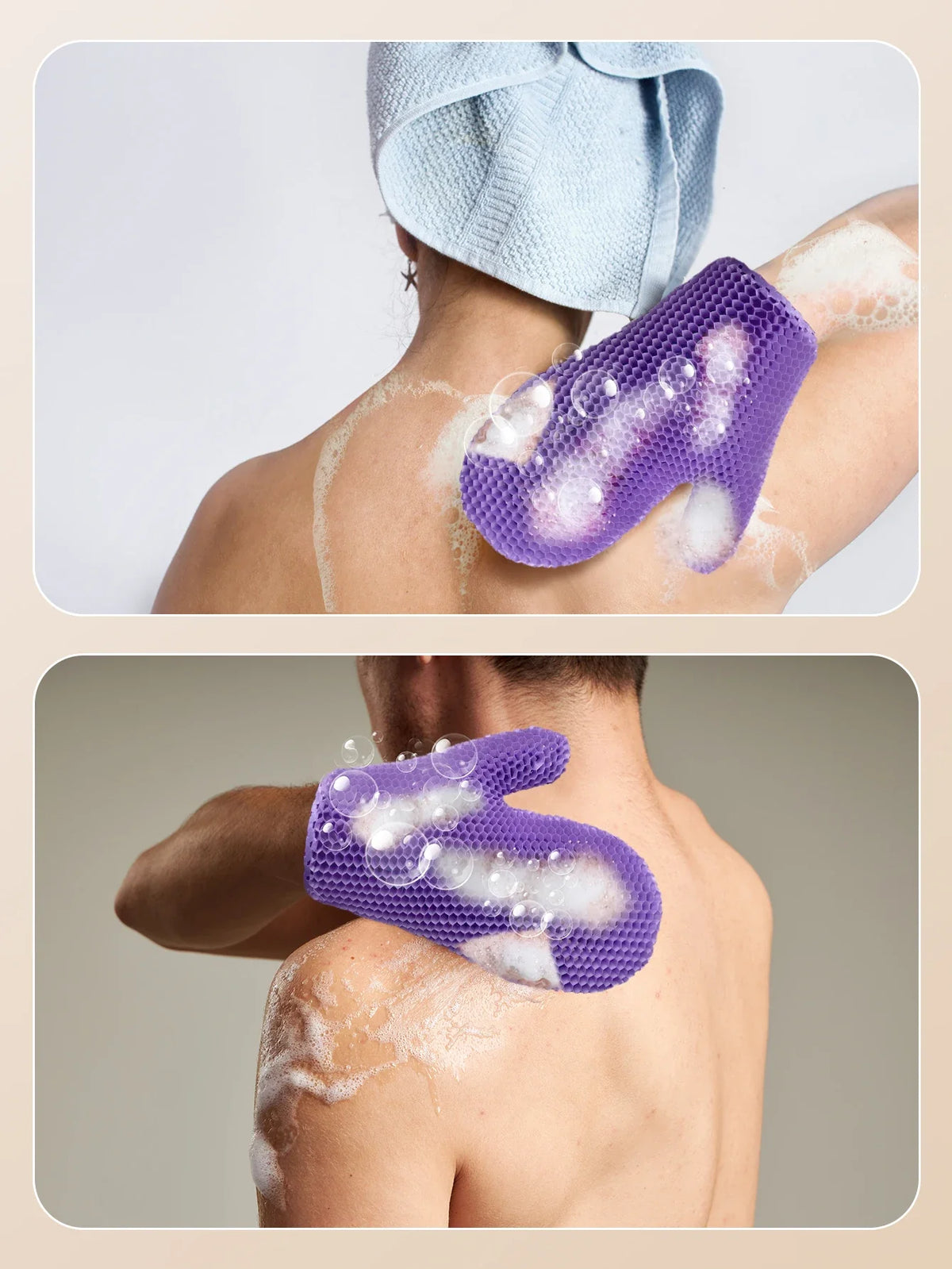 Exfoliating Shower Glove with Colorful Honeycomb Weave and TPU High Elasticity Antibacterial Material - Gentle, Safe and Durable