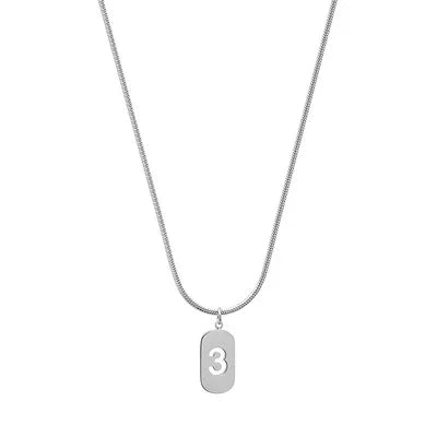 Stainless Steel Angel Number Necklace 0 1 2 3 4 5 6 7 8 9 Rectangle For Women Men Hollow Lucky Number Chain Necklaces Jewelry