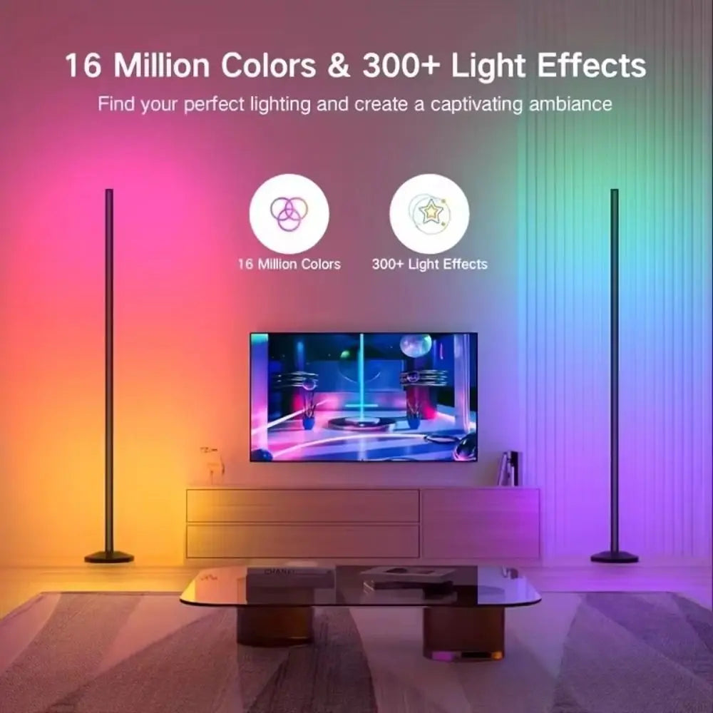 Remote Control Smart LED Floor Lamp Music Sync Dual Control Modes Corner Lighting Timer Function APP Control RGB Floor Lamp