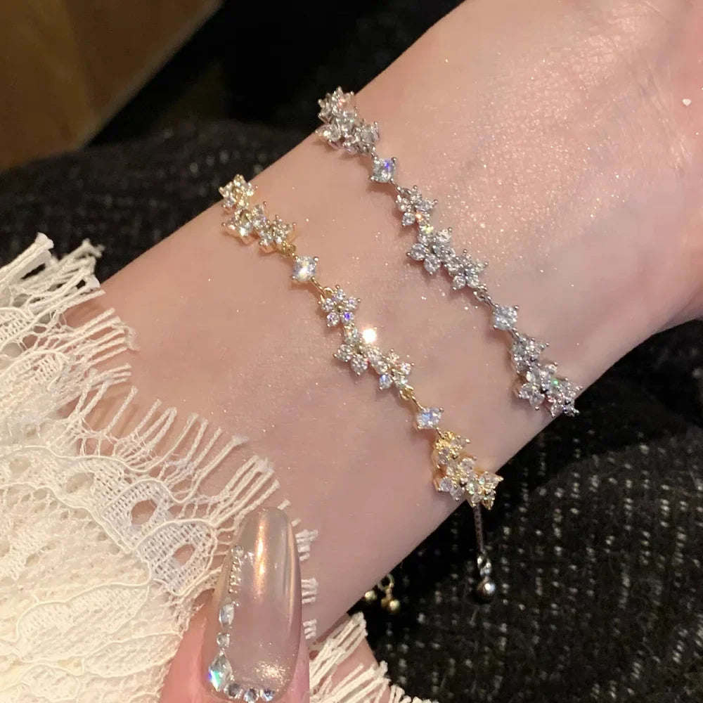 Pulling Bracelet Zircon Handmade Bracelet Zinc Alloy Bracelet Fashionable For Party Women Fashion Accessory