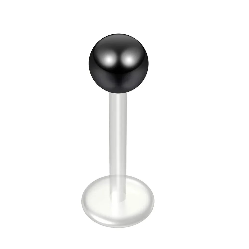 WKOUD 16G Stainless Steel Lip Labret Piercing Crystal Ball Monroe Lip Stud Helix Tragus Conch Piercing Cartilage Earrings Black