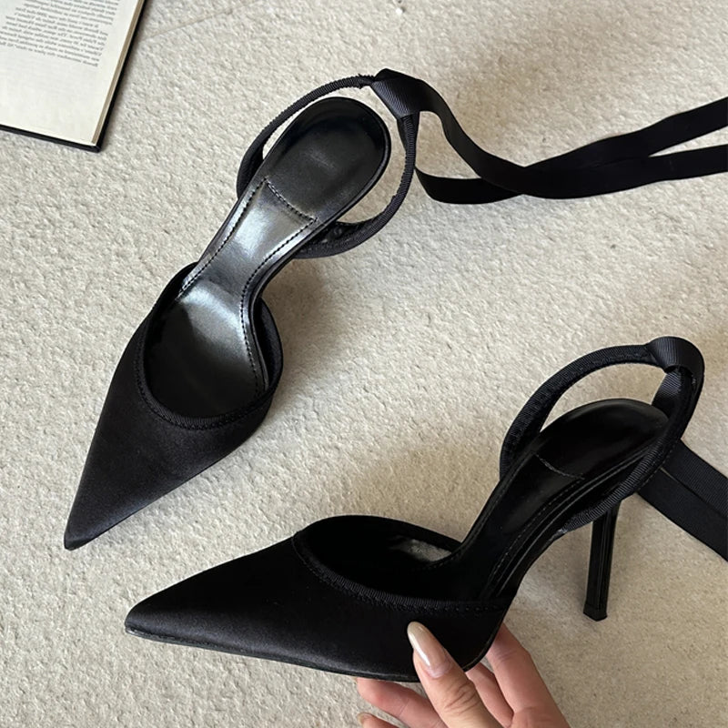 Eilyken Spring Design Sexy Ankle Strap Pumps Woman Sandals Pointed Toe Stiletto Heels Mesh Ladies Shoes Zapatillas De Mujer