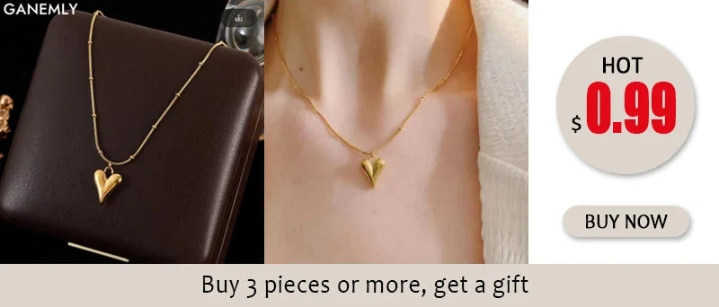 GANEMLY 316l Stainless Steel Luxury Bling Cubic Zirconia Eye Droplets Pendant Necklace Women Chic Romantic Waterproof Jewelry