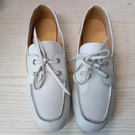 Leather Shoes for Women 2026 Spring and Autumn Sheepskin Worn Dirty Tied Soft Soled Loafer Shoes Retro One Foot Women's Shoe