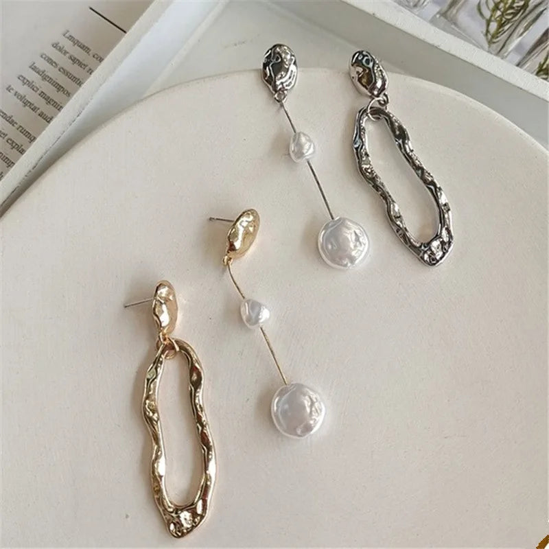 LATS Elegant Asymmetrical Baroque Pearl Stud Earrings for Ladies and Girls Personality Irregular Fashion Jewelry Party Gifts
