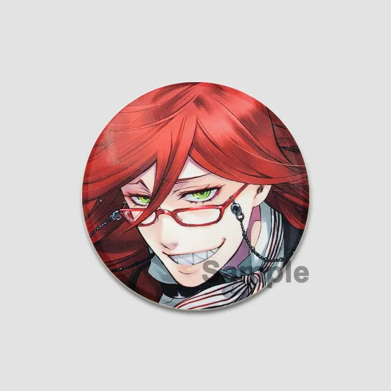 58MM Cartoon Comics Black Butler Creative DIY Badge Tinplate Plastic Pins Button Brooches for Backpack Accessories Jewelry Gifts