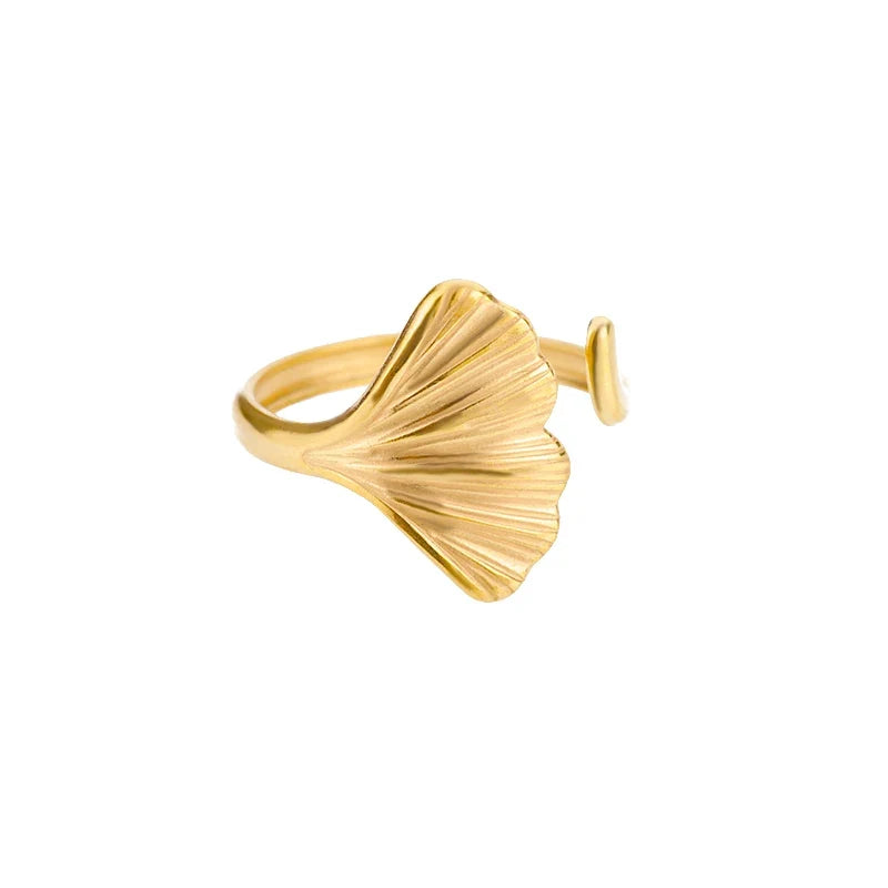 316L Stainless Steel Shell Rings for Women Adjustable Gold Color Little Star Open Rings Female Jewelry Weddings Gifts New Trendy