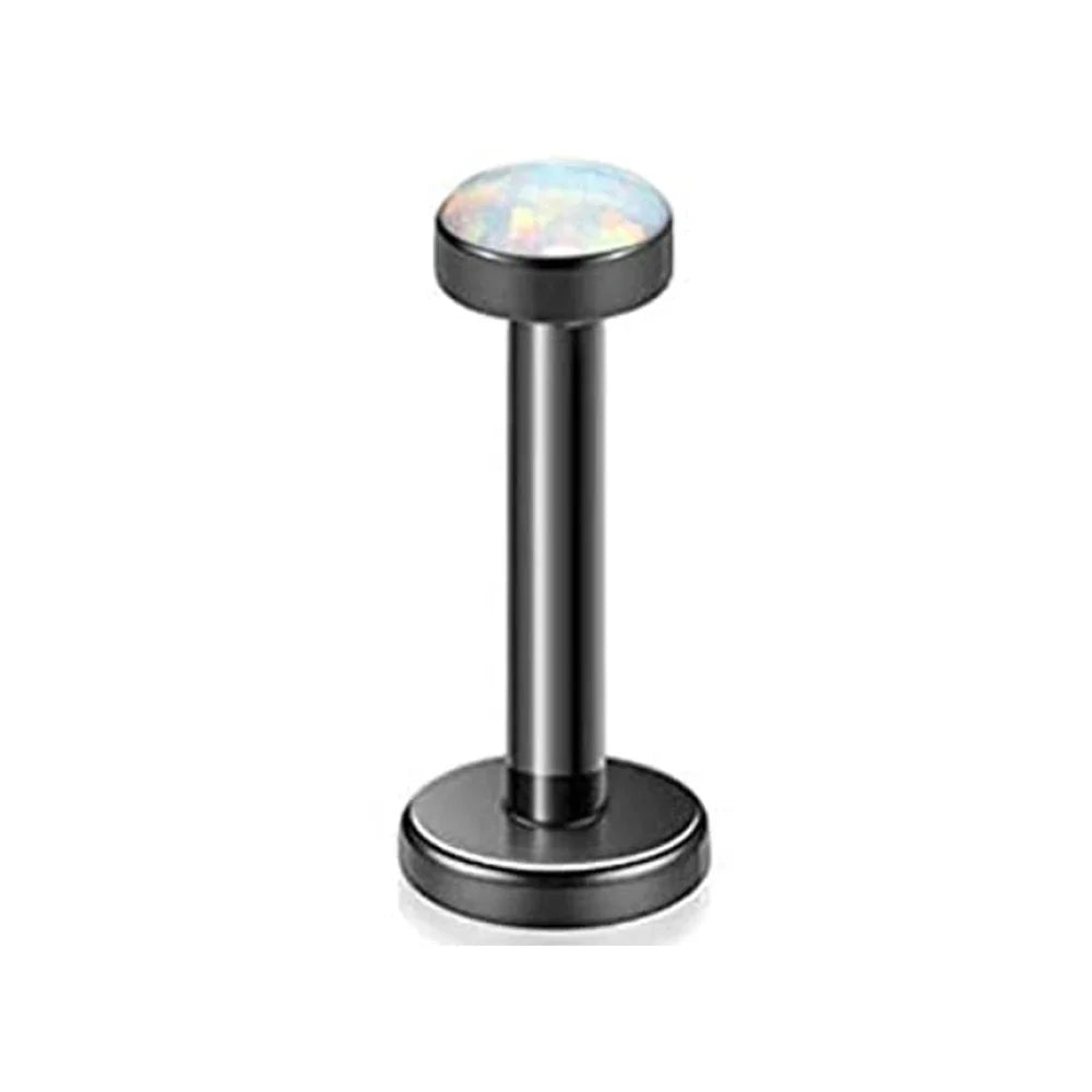 WKOUD 16G Stainless Steel Lip Labret Piercing Crystal Ball Monroe Lip Stud Helix Tragus Conch Piercing Cartilage Earrings Black