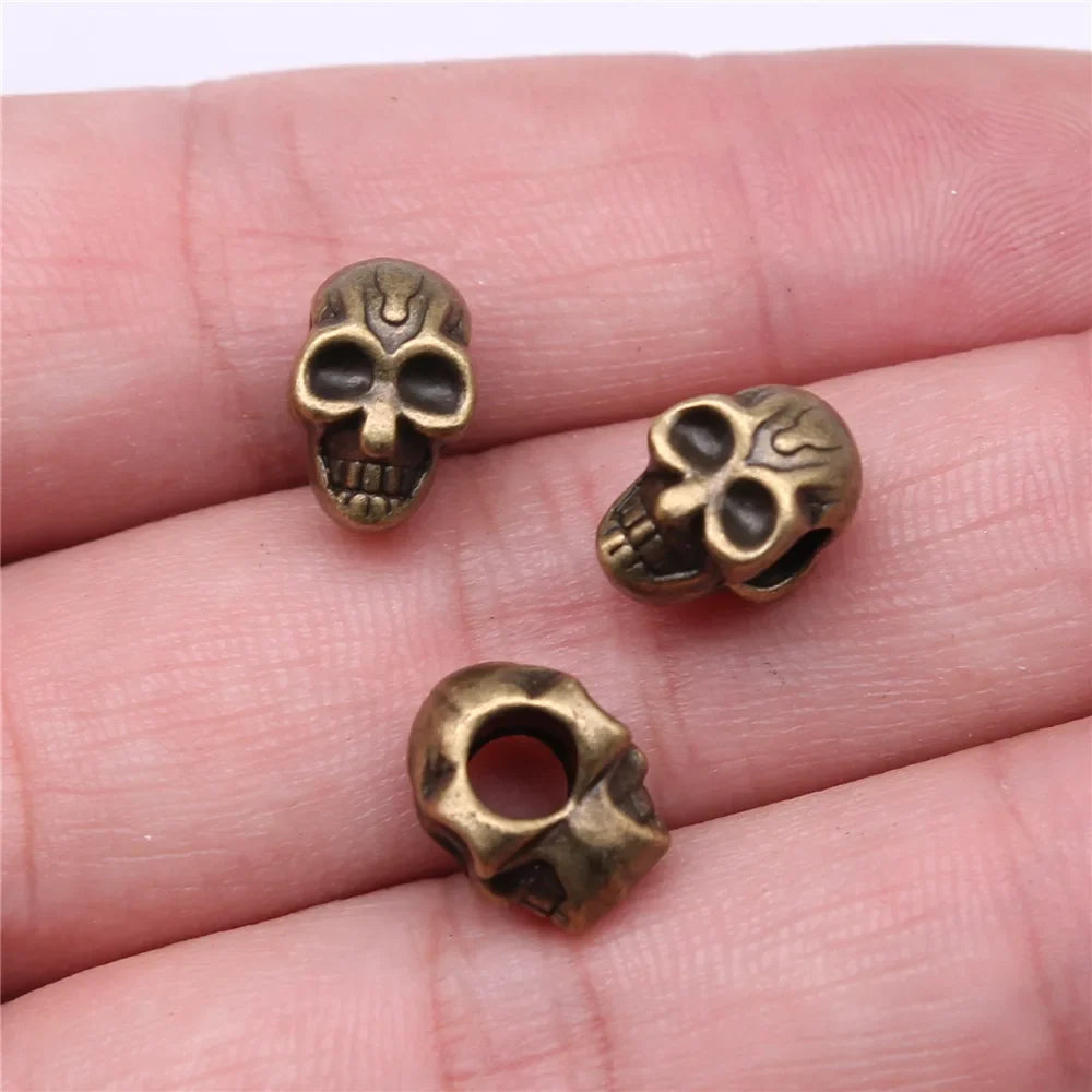 10pcs Skull Beads Beard Loose Beads Spacer Beads Fit Beards Or Hair Decorations Accessories Braid Dreadlock Tube Rings